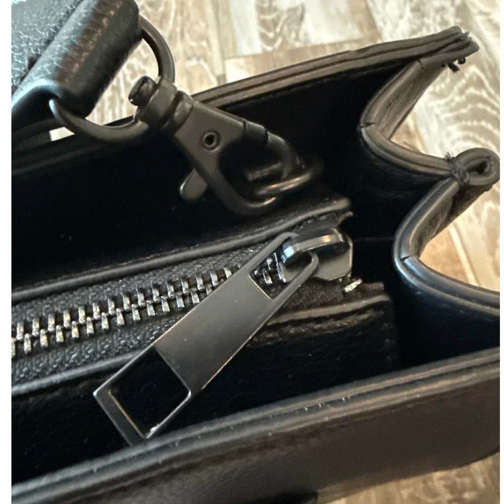 ALDO Womens Chic Satchel Handbag Removable Strap Embossed Wallet OS Black Pro